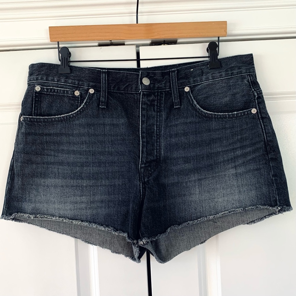Madewell Relaxed Denim Shorts Cut Offs Jean  Washed Vtg Black Button Fly Size 30